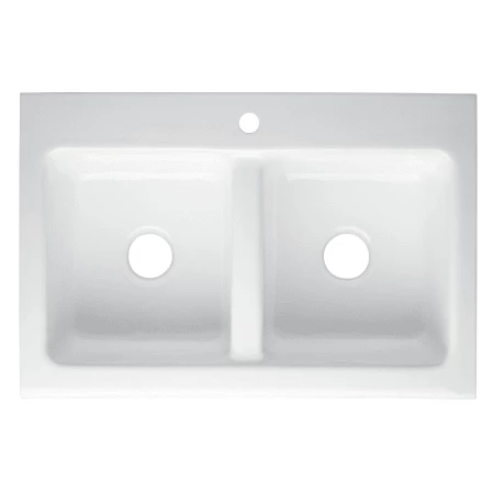 Signature Hardware Angrove 33" Cast Iron Double Basin Farmhouse Kitchen Sink with Single Faucet Hole - Image 3