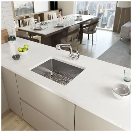 Rene 23" Undermount Single Basin Stainless Steel Kitchen Sink with Basin Rack, Basket Strainer, and Cutting Board - Image 3