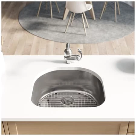 Rene 23-1/2" Undermount Single Basin Stainless Steel Kitchen Sink with Basin Rack, Basket Strainer, and Cutting Board - Image 2