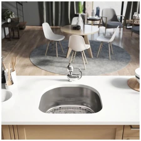 Rene 23-1/2" Undermount Single Basin Stainless Steel Kitchen Sink with Basin Rack, Basket Strainer, and Cutting Board - Image 3