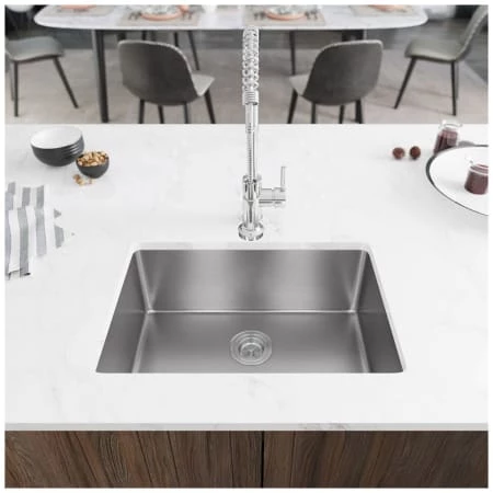 Rene 26" Undermount Single Basin Stainless Steel Kitchen Sink with Basin Rack, Basket Strainer, and Cutting Board - Image 2