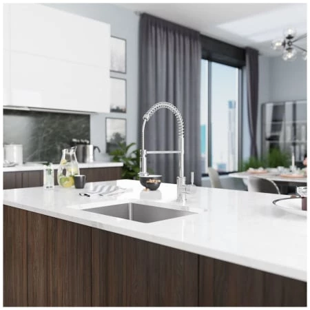 Rene 26" Undermount Single Basin Stainless Steel Kitchen Sink with Basin Rack, Basket Strainer, and Cutting Board - Image 3