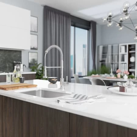 Rene 27-1/8" Undermount Single Basin Stainless Steel Kitchen Sink with Basin Rack, Basket Strainer, and Cutting Board - Image 4