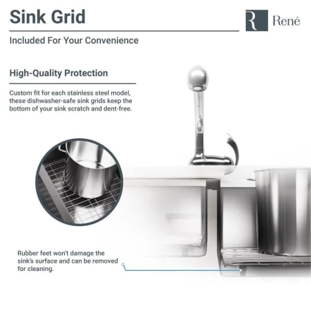 Rene 32-3/4" Farmhouse Double Basin Stainless Steel Kitchen Sink with Basin Rack, Basket Strainer, and Cutting Board - Image 5