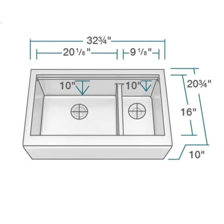 Rene 32-3/4" Farmhouse Double Basin Stainless Steel Kitchen Sink with Basin Rack, Basket Strainer, and Cutting Board - Image 4