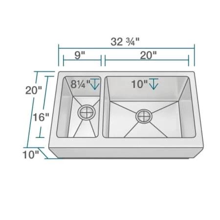 Rene 32-3/4" Farmhouse Double Basin Stainless Steel Kitchen Sink with Basin Rack and Basket Strainer - Image 4