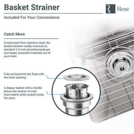 Rene 32-3/4" Farmhouse Double Basin Stainless Steel Kitchen Sink with Basin Rack and Basket Strainer - Image 6