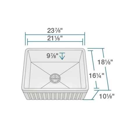 Rene 23-7/8" Farmhouse Single Basin Fireclay Kitchen Sink with Basin Rack and Basket Strainer - Image 3