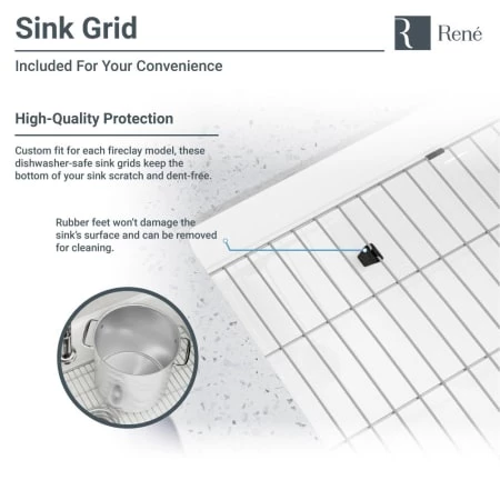 Rene 29-7/8" Farmhouse Single Basin Fireclay Kitchen Sink with Basin Rack and Basket Strainer - Image 4