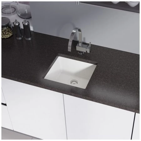 Rene 17-3/4" Undermount Single Basin Granite Composite Kitchen Sink with Basin Rack and Basket Strainer - Image 2