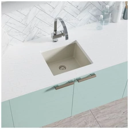 Rene 17-3/4" Undermount Single Basin Granite Composite Kitchen Sink with Basin Rack and Basket Strainer - Image 4