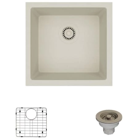 Rene 17-3/4" Undermount Single Basin Granite Composite Kitchen Sink with Basin Rack and Basket Strainer