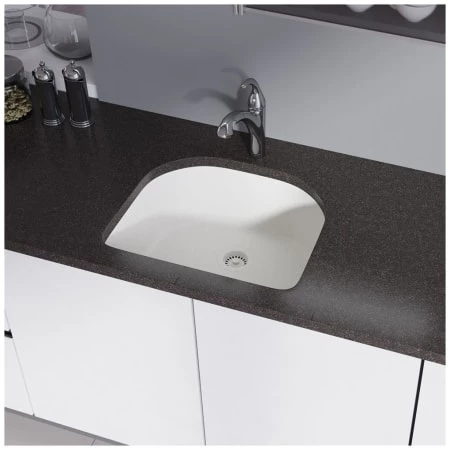 Rene 24-3/4" Undermount Single Basin Granite Composite Kitchen Sink with Basin Rack and Basket Strainer - Image 2