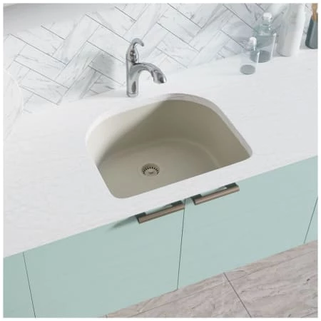 Rene 24-3/4" Undermount Single Basin Granite Composite Kitchen Sink with Basin Rack and Basket Strainer - Image 4