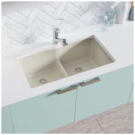 Rene 33" Undermount Double Basin Granite Composite Kitchen Sink with Basin Racks and Basket Strainers - Image 4