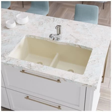 Rene 33" Undermount Double Basin Granite Composite Kitchen Sink with Basin Racks and Basket Strainers - Image 6