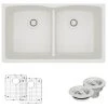 Rene 33" Undermount Double Basin Granite Composite Kitchen Sink with Basin Racks and Basket Strainers