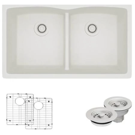 Rene 33" Undermount Double Basin Granite Composite Kitchen Sink with Basin Racks and Basket Strainers