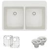 Rene 33" Drop In Double Basin Granite Composite Kitchen Sink with Basin Racks and Basket Strainers