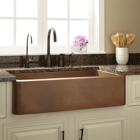 Signature Hardware Raina 33" Single Basin Copper Farmhouse Sink