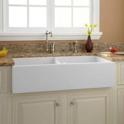 Signature Hardware Risinger 39" Double Basin Fireclay Farmhouse Sink