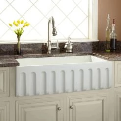 Signature Hardware Mitzy 36" Single Basin Reversible Farmhouse Sink with Fluted Apron