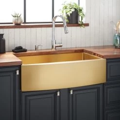 Signature Hardware Atlas 33" Farmhouse Single Basin Stainless Steel Kitchen Sink