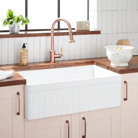 Signature Hardware Curington 33" Farmhouse Single Basin Fireclay Kitchen Sink