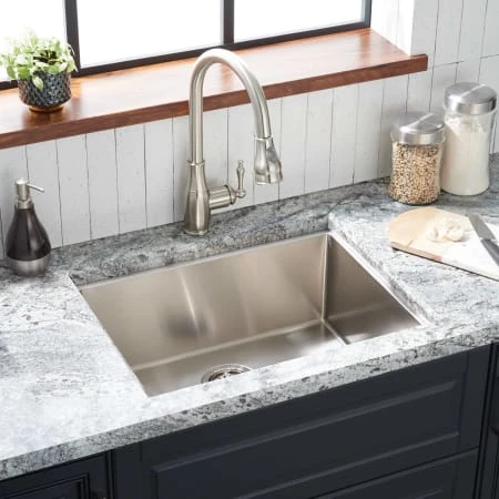 Signature Hardware Ortega 24" Drop In or Undermount Single Basin Stainless Steel Kitchen Sink