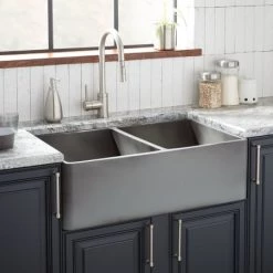 Signature Hardware Baylor 33" Farmhouse Double Basin Fireclay Kitchen Sink