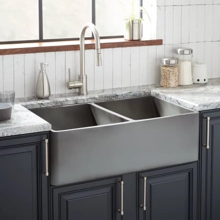 Signature Hardware Baylor 33" Farmhouse Double Basin Fireclay Kitchen Sink