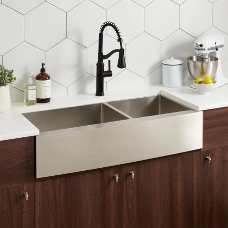 Signature Hardware Fournier 42" Farmhouse Single Basin Stainless Steel Kitchen Sink