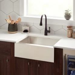 Signature Hardware Hazelton 27" Farmhouse Single Basin Stainless Steel Kitchen Sink with Smooth Flat Front