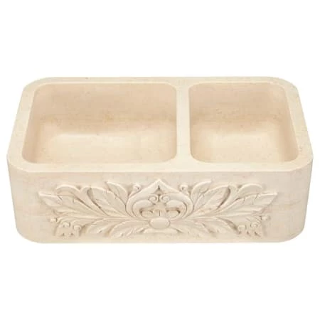 Signature Hardware Ivy 36" 60/40 Offset Double Basin Polished Marble Farmhouse Sink - Image 6