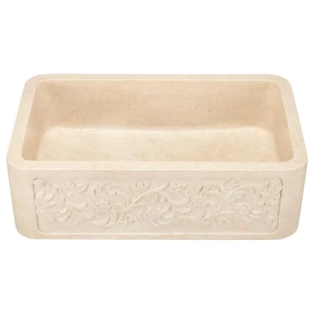 Signature Hardware Vine Design 30" Single Basin Polished Marble Farmhouse Sink - Image 6